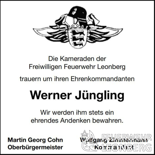 Trauernachricht Werner Jüngling