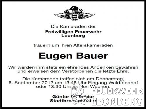 Wir Trauern um Eugen Bauer